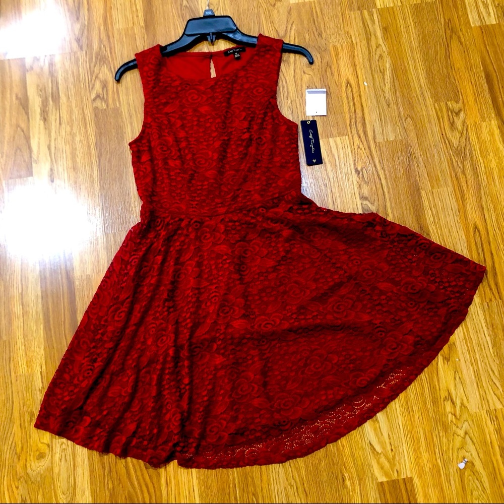 Red lace dress ladies size medium